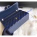 Chanel Jumbo Classic Flap Bag in Dark Blue Lambskin with golden hardware