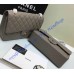 Chanel Jumbo Classic Flap Bag in Gray Caviar Leather with silver hardware