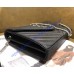 Monogram Saint Laurent Chain Wallet in Black Grain de Poudre Textured Matelasse Leather with Silver-metal Toned Hardware