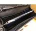 Monogram Saint Laurent Chain Wallet in Black Grain de Poudre Textured Matelasse Leather with Silver-metal Toned Hardware
