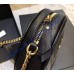 Saint Laurent VINYLE round camera bag in chevron-quilted grain de poudre embossed leather YSL610436-black