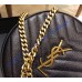 Saint Laurent VINYLE round camera bag in chevron-quilted grain de poudre embossed leather YSL610436-black