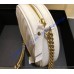 Saint Laurent VINYLE round camera bag in chevron-quilted grain de poudre embossed leather YSL610436-white