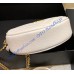 Saint Laurent VINYLE round camera bag in chevron-quilted grain de poudre embossed leather YSL610436-white