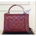 Chanel Flap Bag with Top Handle C92236B-wine-red