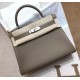 Hermes Kelly 28cm in Togo Leather Palladium Hardware H5528W-Etoupe