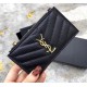 Saint Laurent Cassandre Matelasse Fragments Zipped Card Case In Grain De Poudre Embossed Leather YW607915-A