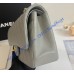 Chanel Small Classic Flap Bag in Gray Caviar Leather with golden hardware