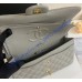 Chanel Small Classic Flap Bag in Gray Caviar Leather with golden hardware