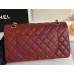 Chanel Small Classic Flap Bag in Wine Red Caviar Leather with golden hardware