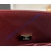 Chanel Small Classic Flap Bag in Wine Red Caviar Leather with golden hardware
