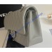 Chanel Small Classic Flap Bag in Gray Caviar Leather with silver hardware