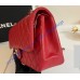 Chanel Small Classic Flap Bag in Red Caviar Leather with silver hardware