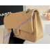 Chanel Small Classic Flap Bag in Tan Caviar Leather with silver hardware