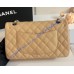 Chanel Small Classic Flap Bag in Tan Caviar Leather with silver hardware