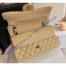 Chanel Small Classic Flap Bag in Tan Caviar Leather with silver hardware