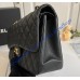 Chanel Jumbo Classic Flap Bag in Black Caviar Leather with golden hardware