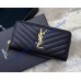 Saint Laurent Cassandre Matelasse Zip Around Wallet In Grain De Poudre Embossed Leather YW358094-A-black