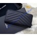Saint Laurent Cassandre Matelasse Zip Around Wallet In Grain De Poudre Embossed Leather YW358094-B-black