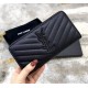 Saint Laurent Cassandre Matelasse Zip Around Wallet In Grain De Poudre Embossed Leather YW358094-C-black