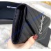 Saint Laurent Cassandre Matelasse Large Flap Wallet in Grain De Poudre Embossed Leather YW372264-B