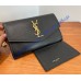 Saint Laurent UPTOWN chain wallet in grain de poudre embossed leather YSL607788-black