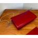 Saint Laurent UPTOWN chain wallet in grain de poudre embossed leather YSL607788-red