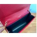 Saint Laurent UPTOWN chain wallet in grain de poudre embossed leather YSL607788-red