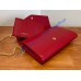 Saint Laurent UPTOWN chain wallet in grain de poudre embossed leather YSL607788-red