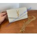 Saint Laurent UPTOWN chain wallet in grain de poudre embossed leather YSL607788-white
