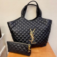 Saint Laurent Icare Maxi Shopping Bag In Quilted Lambskin YSL698651-black