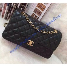 Chanel Small Classic Flap Bag in Black Lambskin with golden hardware