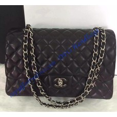 Chanel Small Classic Flap Bag in Black Lambskin with silver hardware