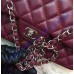 Chanel Small Classic Flap Bag in Wine Red Lambskin with silver hardware