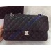 Chanel Small Classic Flap Bag in Black Caviar Leather with silver hardware