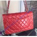 Chanel Jumbo Classic Flap Bag in Red Lambskin with silver hardware