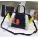 Fendi Mini 3Jours in Black Leather with mink-fur trim