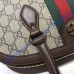 Ophidia GG Medium Top Handle Bag with Brown Leather Trim