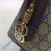 Ophidia GG Medium Top Handle Bag with Brown Leather Trim