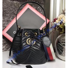 Gucci GG Marmont Quilted Leather Bucket Bag Black