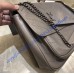 Saint Laurent Large Niki Chain Bag in Crinkled and Quilted Gray Leather