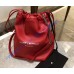 Teddy Drawstring Bag in Red Smooth Leather