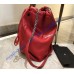 Teddy Drawstring Bag in Red Smooth Leather