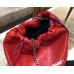 Teddy Drawstring Bag in Red Smooth Leather