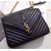 Saint Laurent Classic Medium College Monogram Bag in Black Malelasse Leather with Gold-toned Hardware