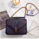 Saint Laurent Classic Medium College Monogram Bag in Black Malelasse Leather with Gold-toned Hardware