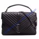Saint Laurent Classic Large College Monogram Bag in Black Malelasse Leather