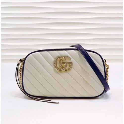 Gucci GG Marmont small matelasse shoulder bag GU447632-white-blue ...