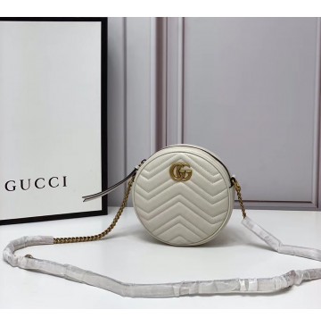 Gucci GG Marmont Mini Round Shoulder Bag GU550154-white