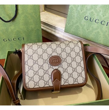 Gucci Mini Shoulder Bag with Interlocking G GU671620-brown